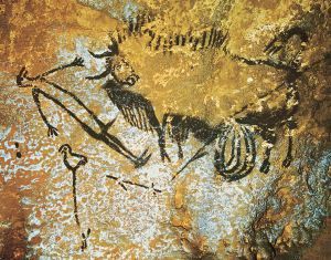 Пещера Ласко: изображение человека и бизона в шахте